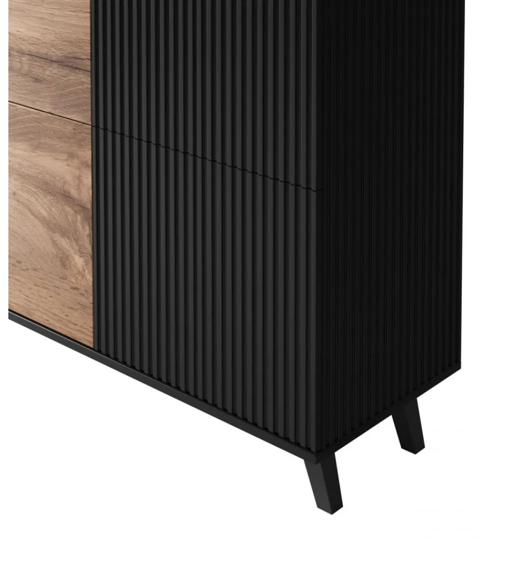 Komoda RANDOM 100 cm w kolorze dąb wotan z kolorem czarnym*Halmar Clearance
