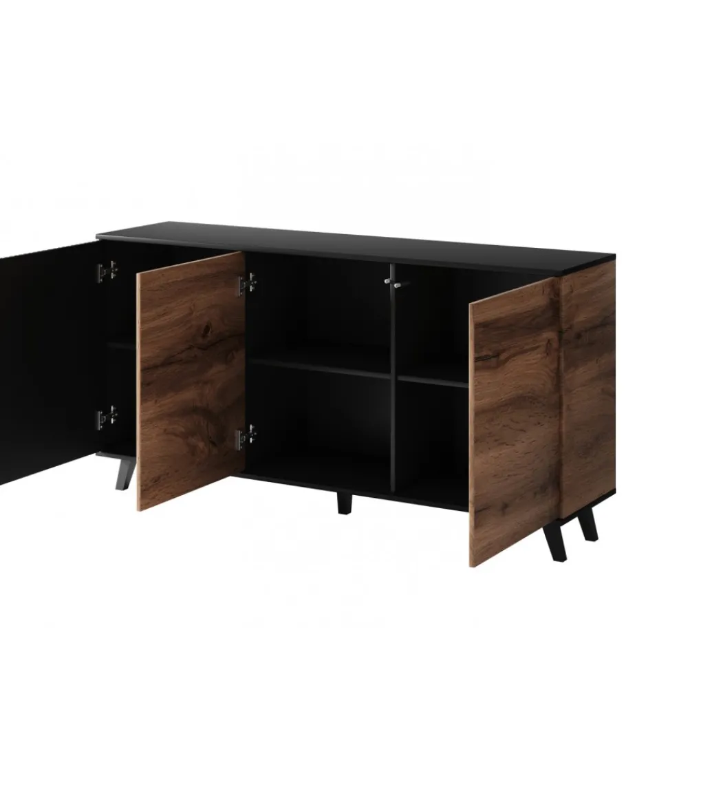 Komoda RANDOM 160 cm w kolorze dąb wotan z kolorem czarnym*Halmar Online