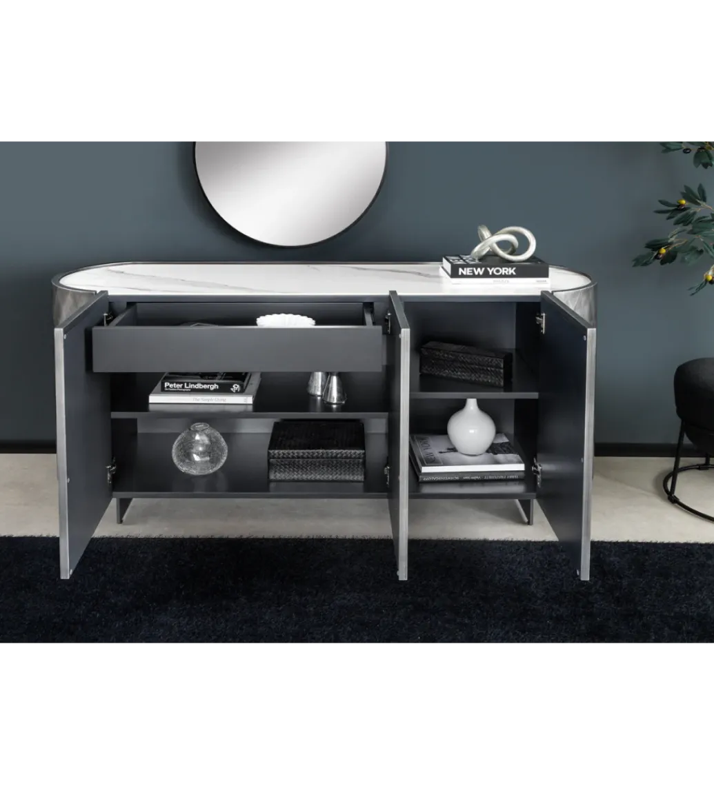 Komoda REFLECTION 150 cm efekt 3D marmur antracyt*Invicta Interior