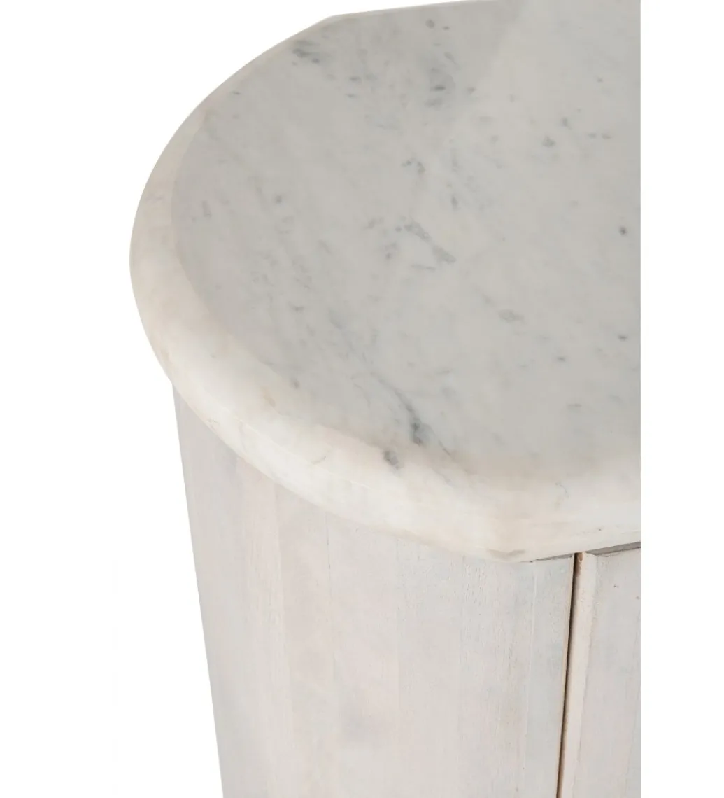 Komoda ROUNDEGO 116 cm blat marmur biały*J-Line Online