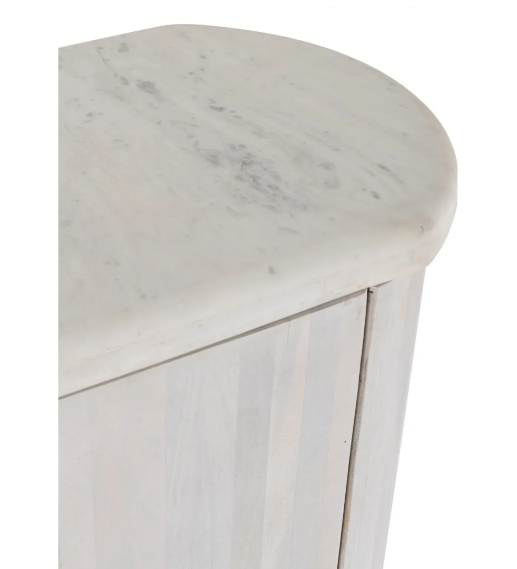 Komoda ROUNDEGO 116 cm blat marmur biały*J-Line Online