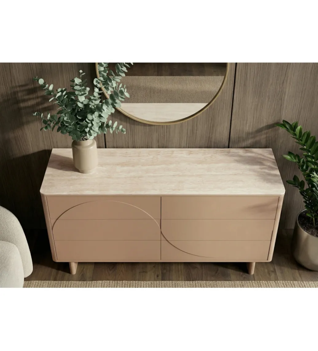 Komoda SAVOY 150 cm ceramika w optyce trawertynu*Invicta Interior
