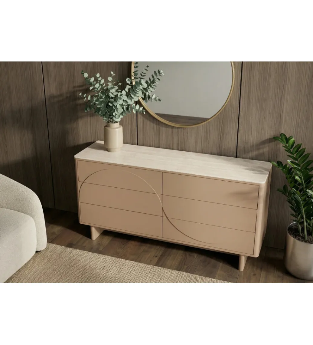 Komoda SAVOY 150 cm ceramika w optyce trawertynu*Invicta Interior