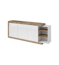 Komoda SINTRA 220 cm biała z dodatkiem koloru Dąb Samdal*Helvetia Discount