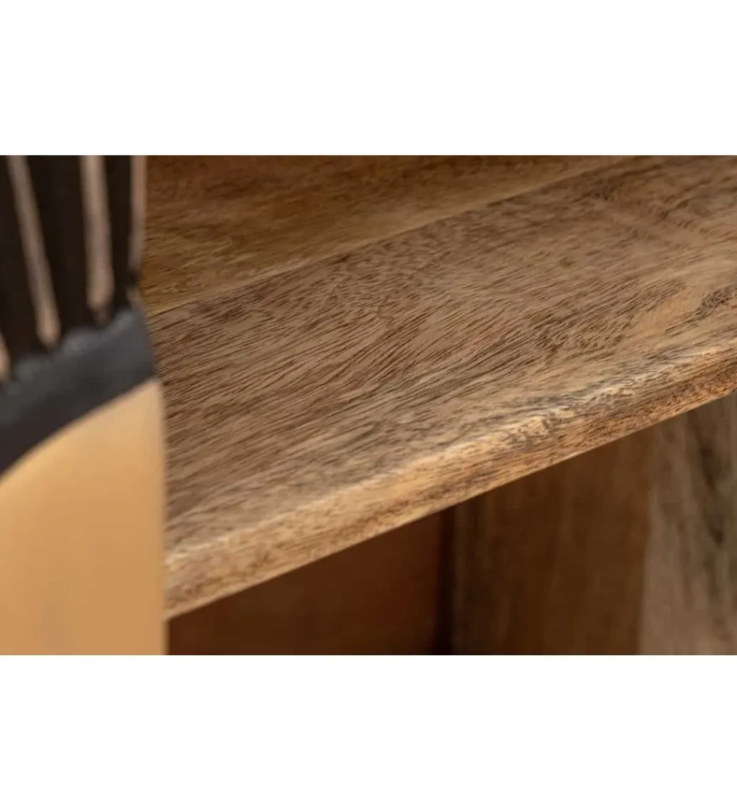 Komoda SOLARIS 180 cm drewno mango w kolorze czarno złotym wzór 3D*Invicta Interior New