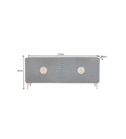 Komoda SOLARIS 180 cm drewno mango w kolorze czarno złotym wzór 3D*Invicta Interior New