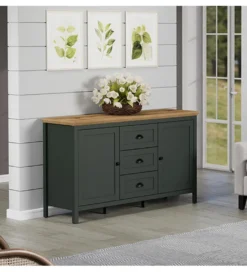 Komoda STANTON  143 cm w optyce dębu Evoke Ciemnozielony*MCA Linia Włoska New