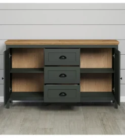 Komoda STANTON  143 cm w optyce dębu Evoke Ciemnozielony*MCA Linia Włoska New