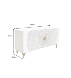 Komoda SWEET GOLDEN SUNSET 140 cm drewno mango biała*Invicta Interior Discount