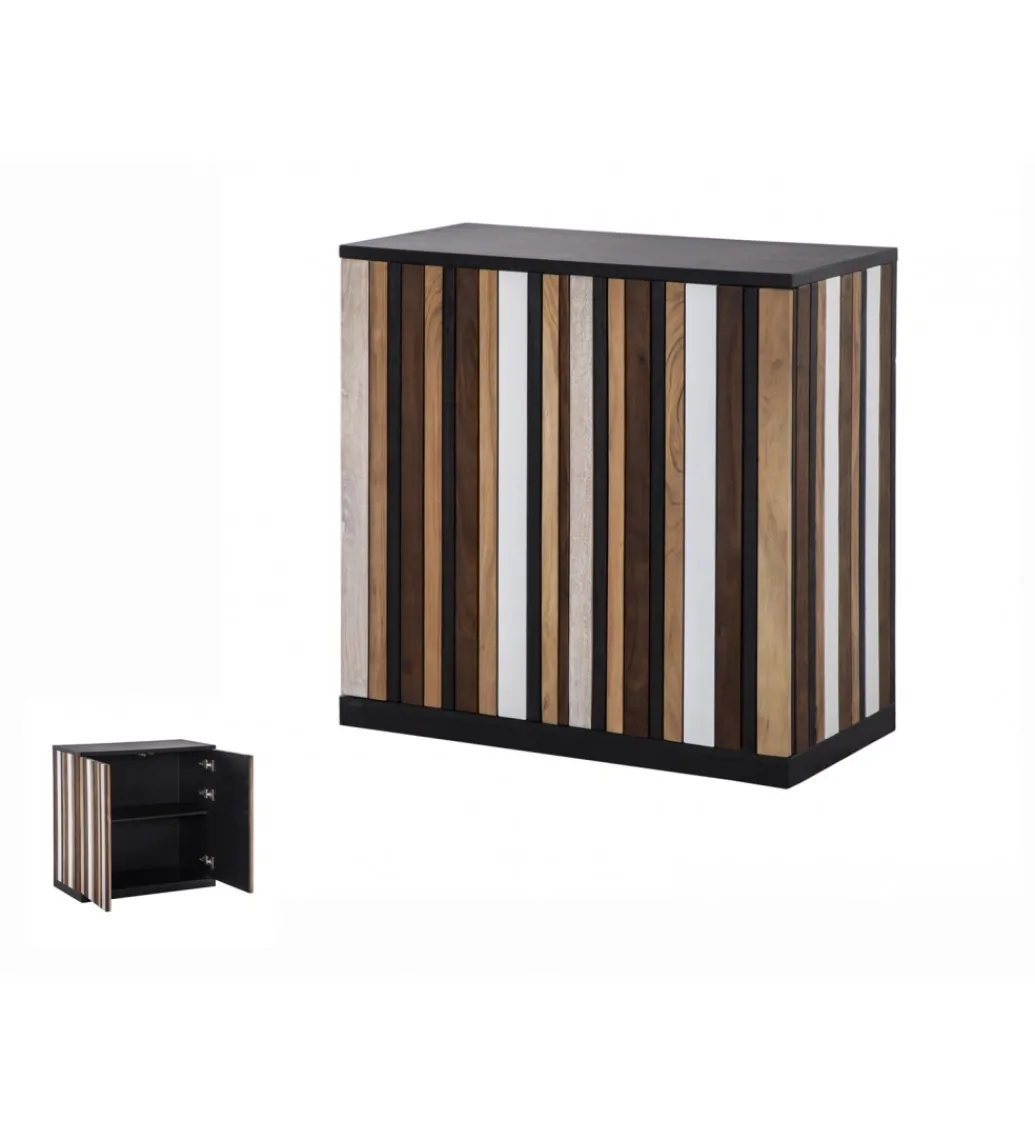 Komoda SZPAT 80 cm drewno akacja wielokolorowa*Imeri Best