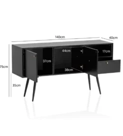 Komoda TAURI 140 cm czarna*WOHNLING, GERMANY Online