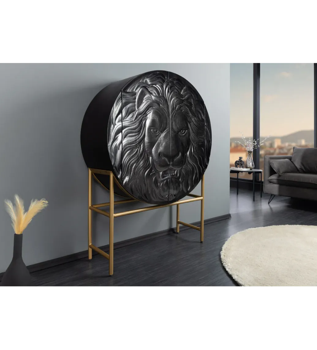 Komoda TIGR 140 cm drewno mango Czarna*Invicta Interior Best