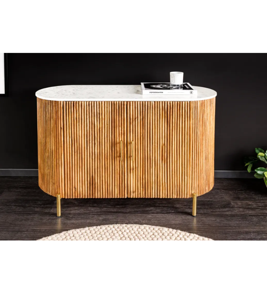 Komoda TRES CHIC 105 cm drewno mango biały marmur naturalna*Invicta Interior - przedsprzedaż