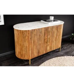 Komoda TRES CHIC 105 cm drewno mango biały marmur naturalna*Invicta Interior - przedsprzedaż