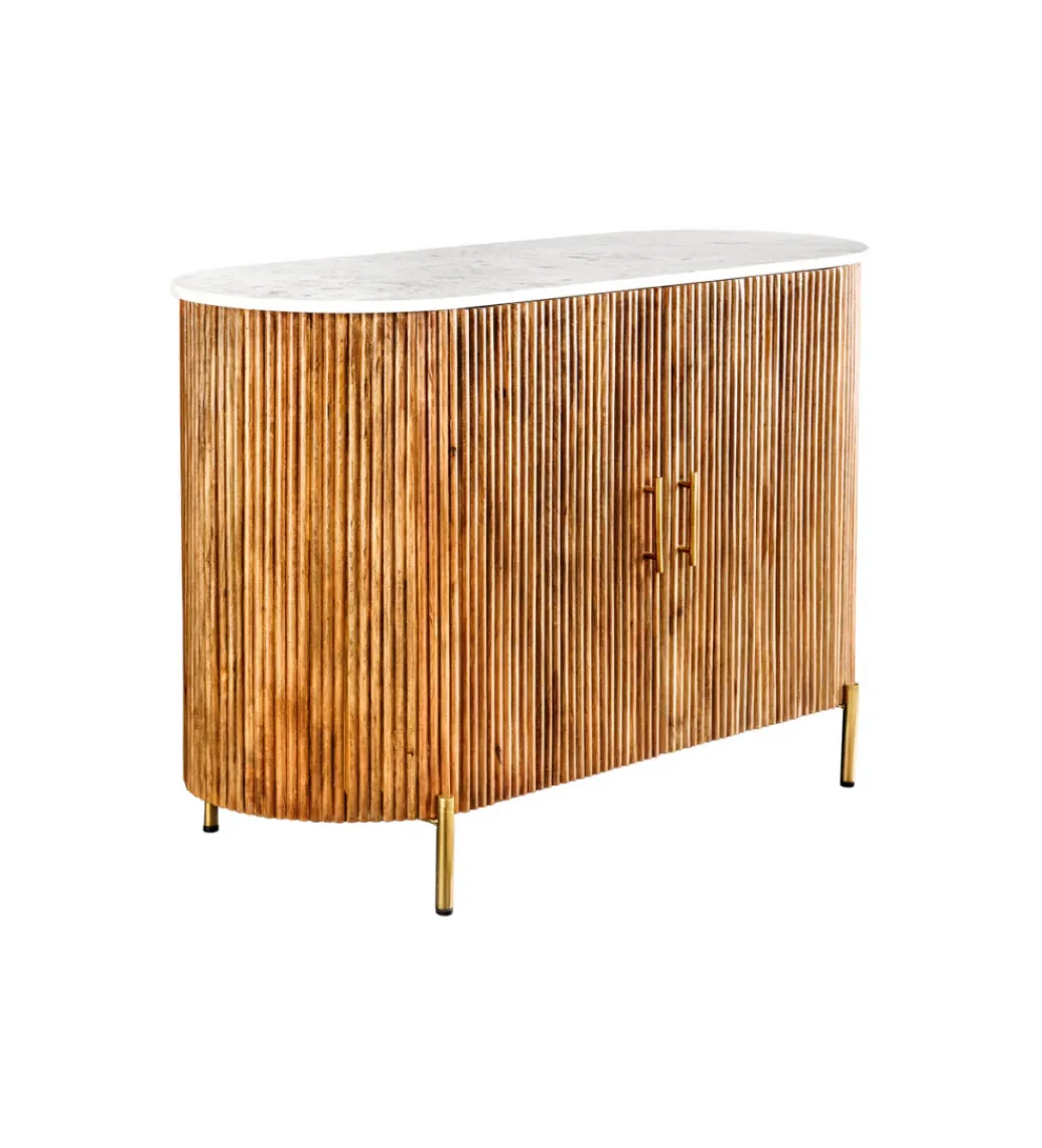 Komoda TRES CHIC 105 cm drewno mango biały marmur naturalna*Invicta Interior - przedsprzedaż