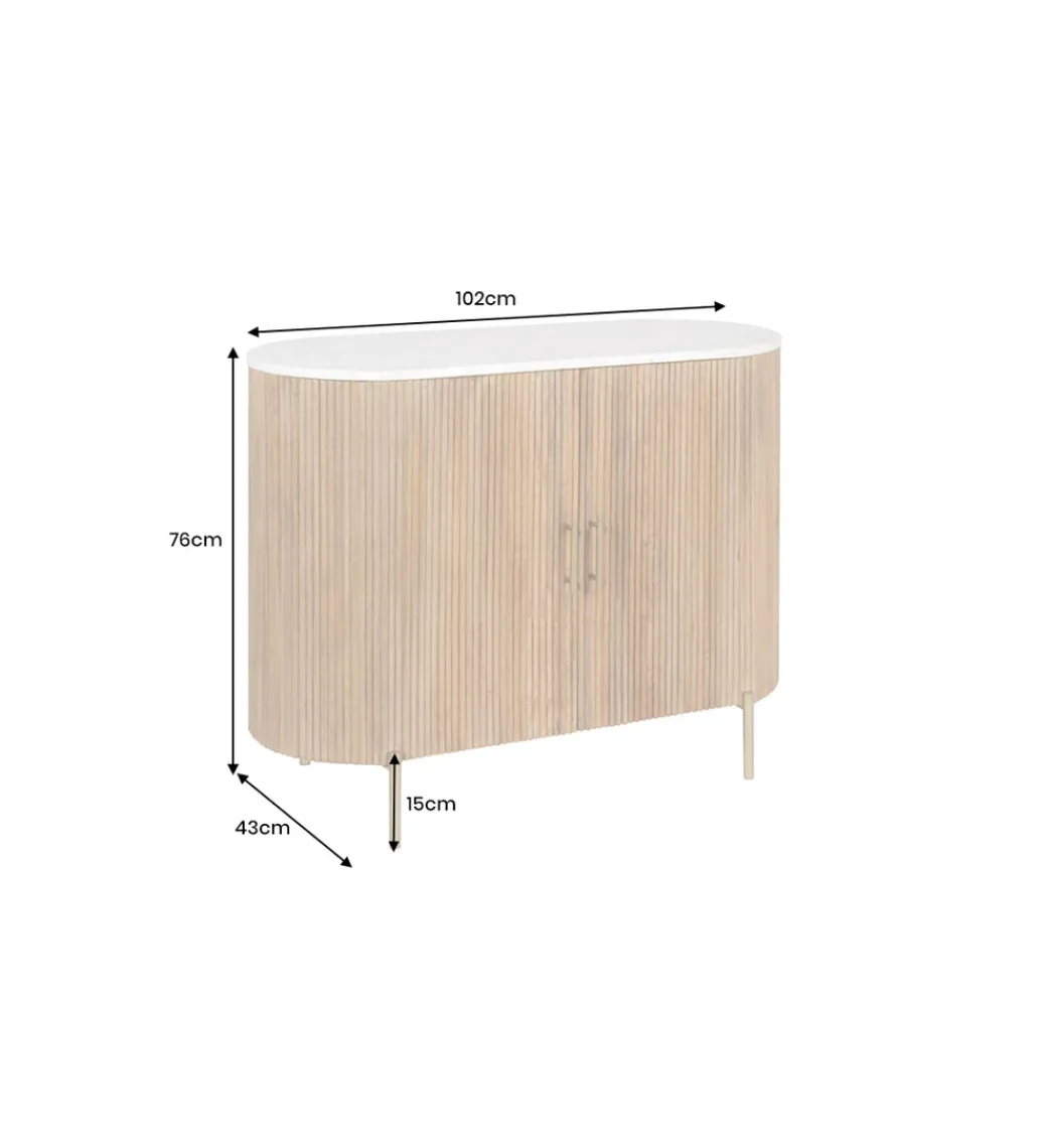 Komoda TRES CHIC 105 cm drewno mango biały marmur naturalna*Invicta Interior - przedsprzedaż