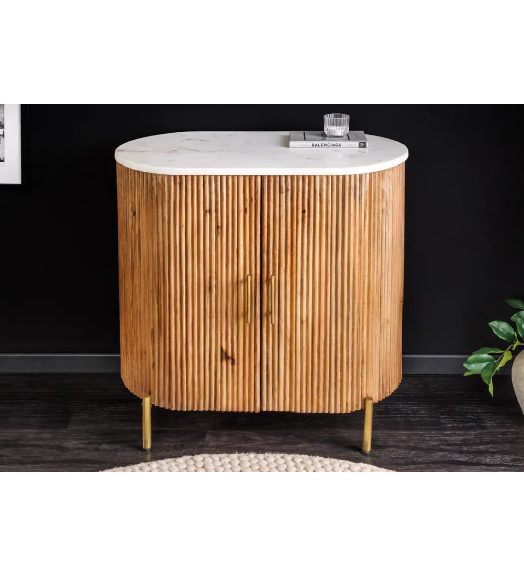 Komoda TRES CHIC 70 cm drewno mango biały marmur blat*Invicta Interior - przedsprzedaż