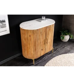 Komoda TRES CHIC 70 cm drewno mango biały marmur blat*Invicta Interior - przedsprzedaż