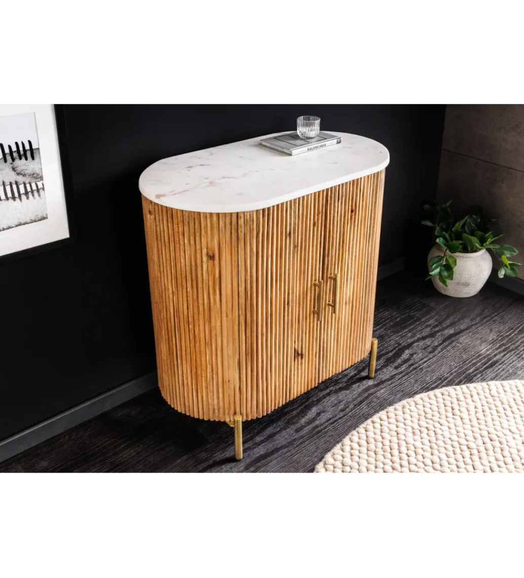 Komoda TRES CHIC 70 cm drewno mango biały marmur blat*Invicta Interior - przedsprzedaż