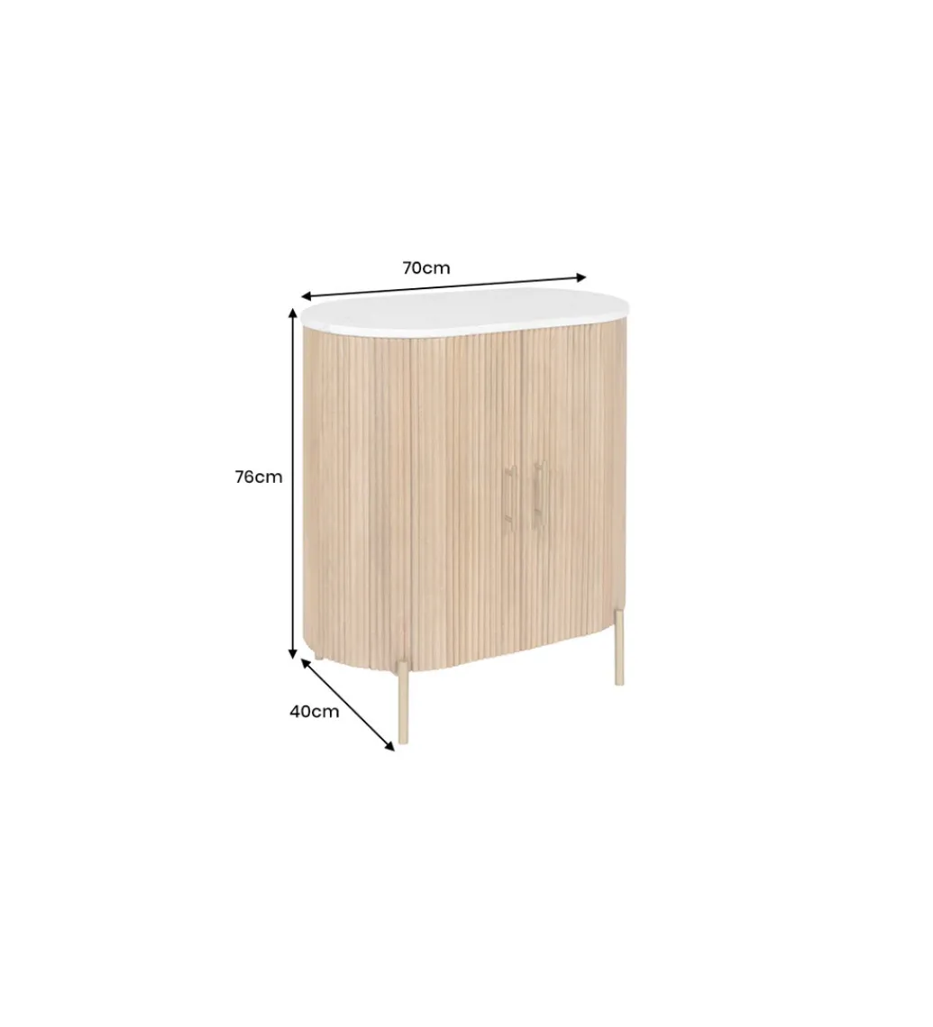 Komoda TRES CHIC 70 cm drewno mango biały marmur blat*Invicta Interior - przedsprzedaż