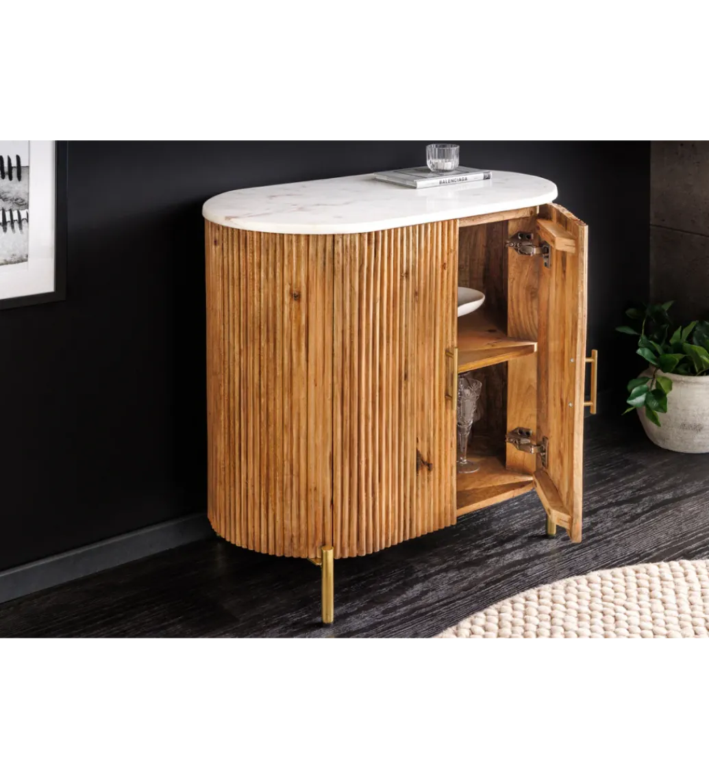 Komoda TRES CHIC 70 cm drewno mango biały marmur blat*Invicta Interior - przedsprzedaż