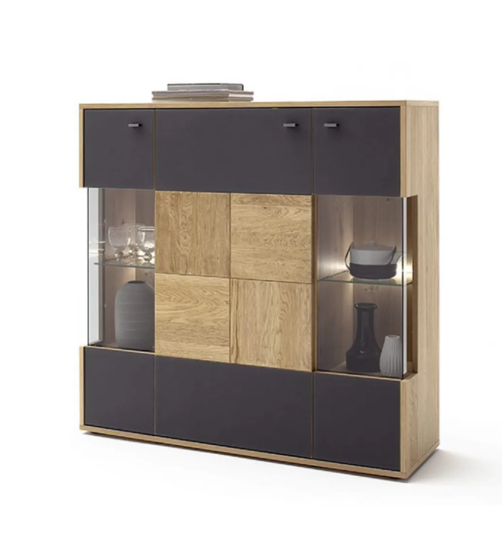 Komoda VALENCIA 124 cm antracytowo naturalna*MCA Outlet