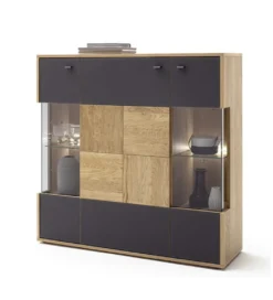 Komoda VALENCIA 124 cm antracytowo naturalna*MCA Outlet