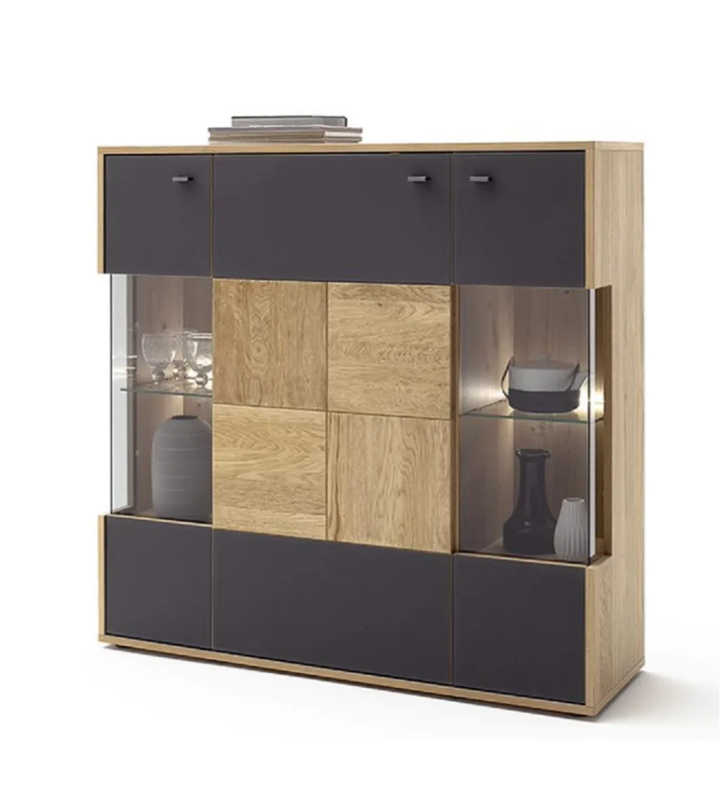 Komoda VALENCIA 124 cm antracytowo naturalna*MCA Outlet