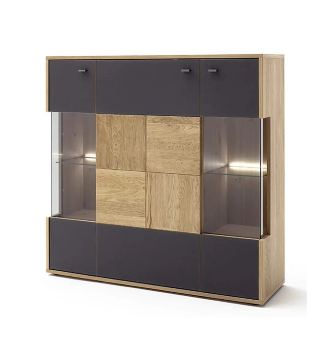 Komoda VALENCIA 124 cm antracytowo naturalna*MCA Outlet