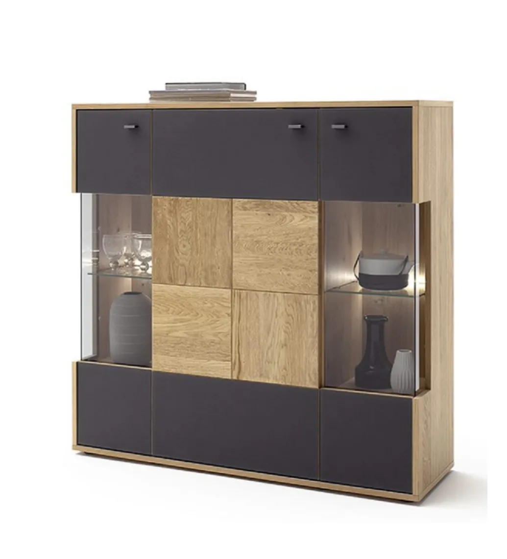 Komoda VALENCIA 124 cm antracytowo naturalna*MCA Outlet
