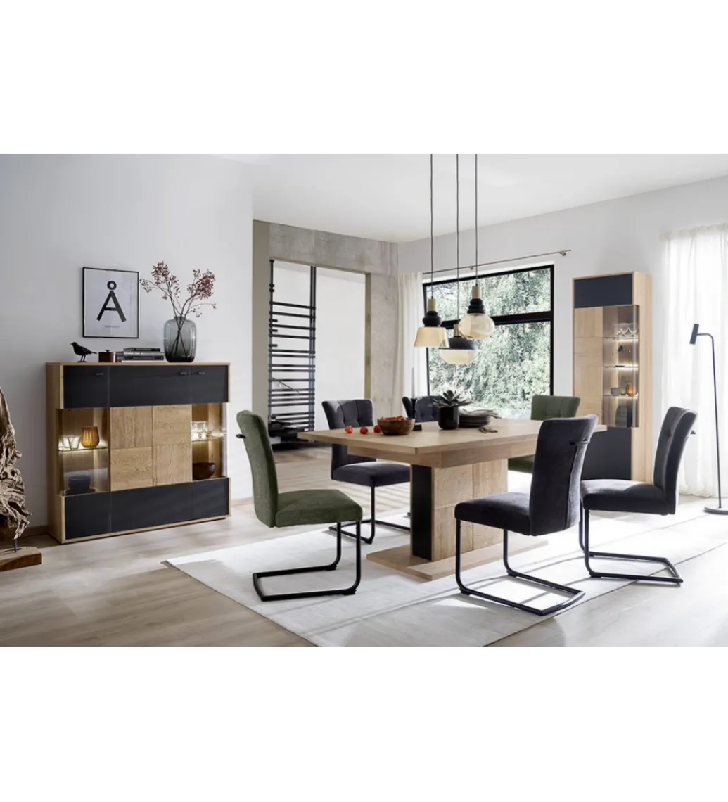 Komoda VALENCIA 124 cm antracytowo naturalna*MCA Outlet