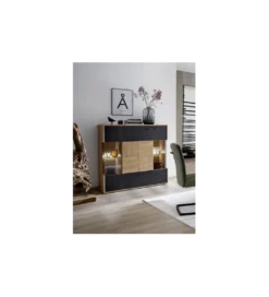 Komoda VALENCIA 124 cm antracytowo naturalna*MCA Outlet