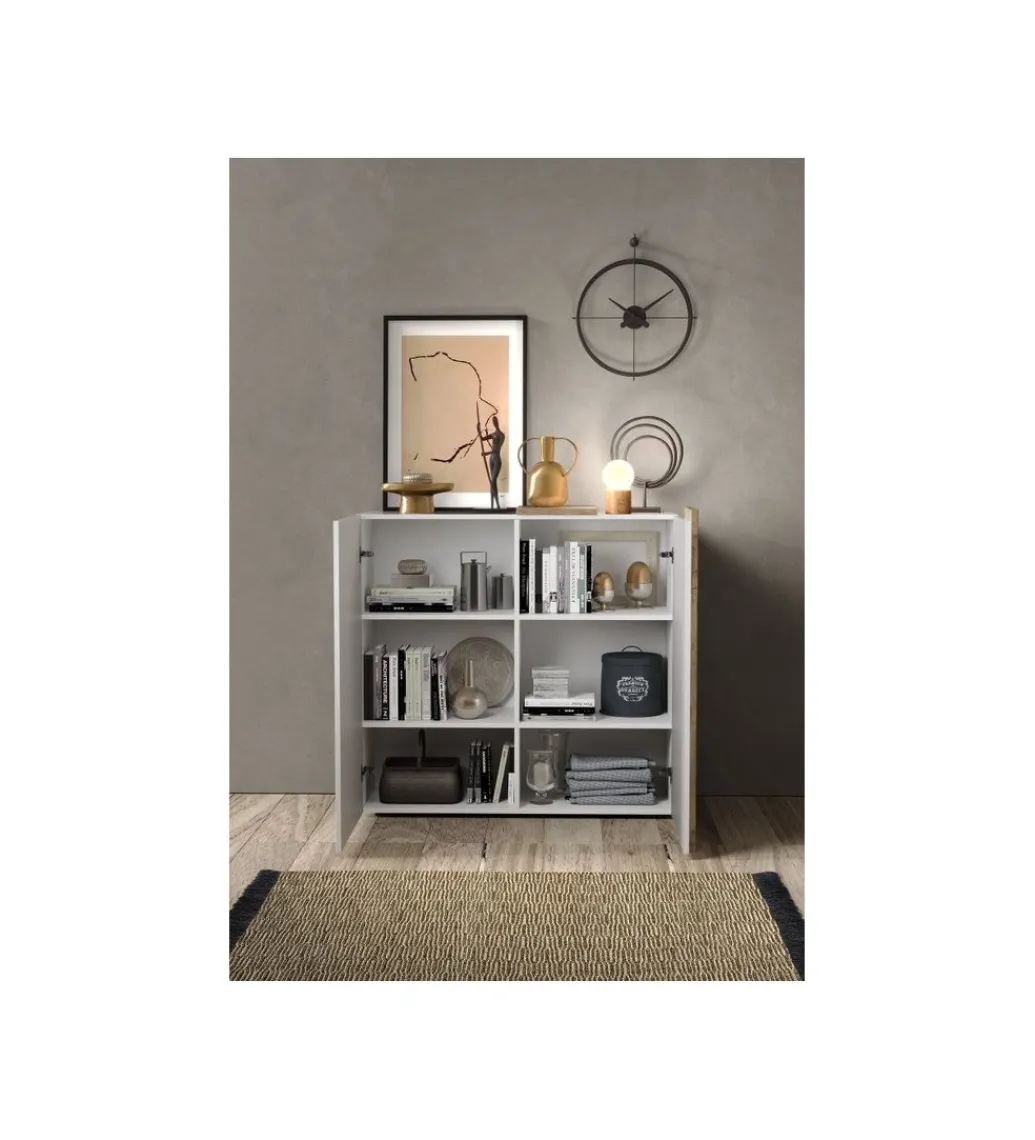 Komoda VENUS 181 cm biała z dodatkiem koloru dąb Cadiz*MCA Discount