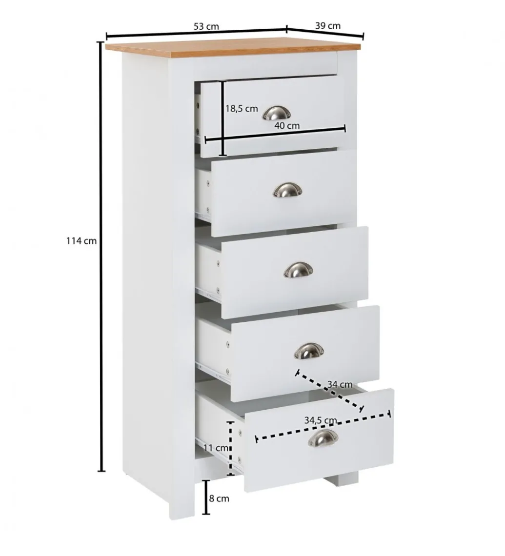 Komoda VINCENTE 53 cm biała*WOHNLING, GERMANY Discount