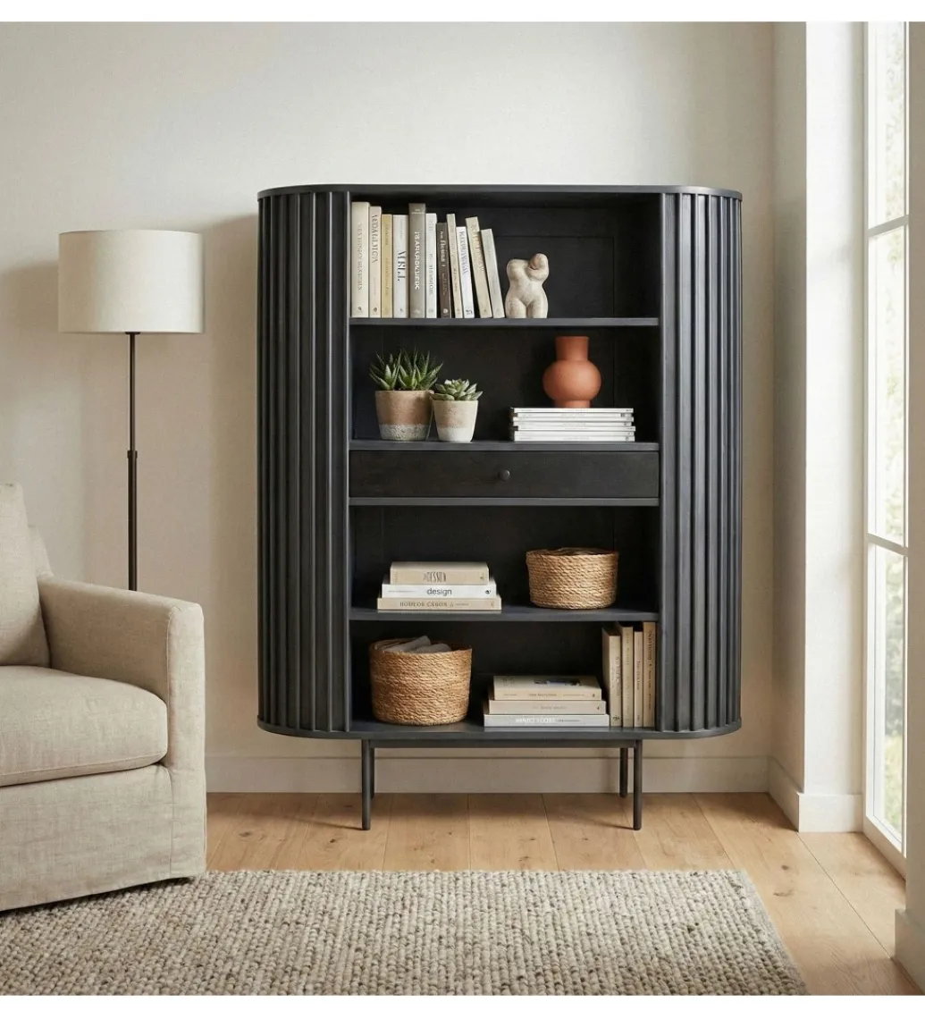 Komoda WOHNLING 122 cm drewno akacja czarna*WOHNLING, GERMANY Online
