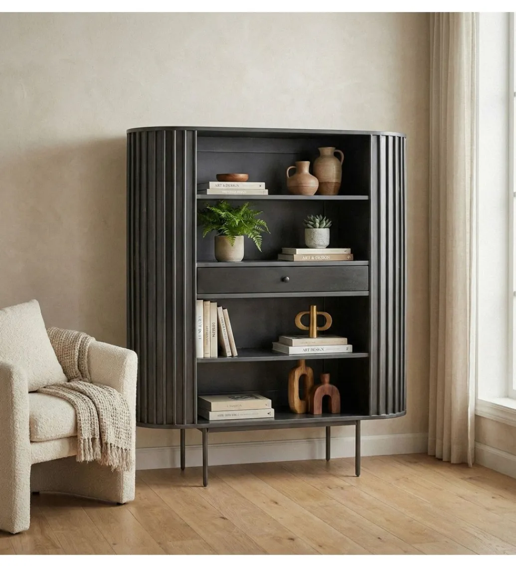Komoda WOHNLING 122 cm drewno akacja czarna*WOHNLING, GERMANY Online