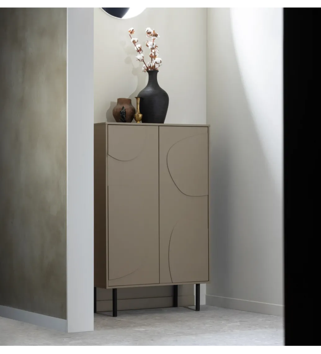 Komoda wysoka CADIZ 135 cm drewno sosny piaskowa*WOOOD Sale
