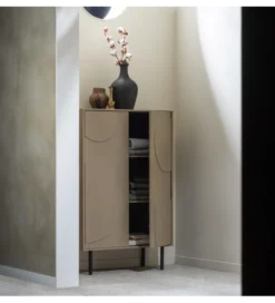 Komoda wysoka CADIZ 135 cm drewno sosny piaskowa*WOOOD Sale
