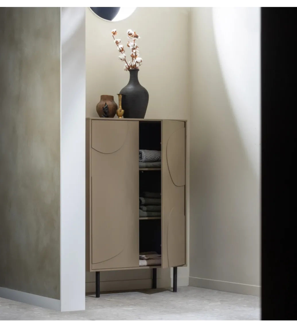 Komoda wysoka CADIZ 135 cm drewno sosny piaskowa*WOOOD Sale