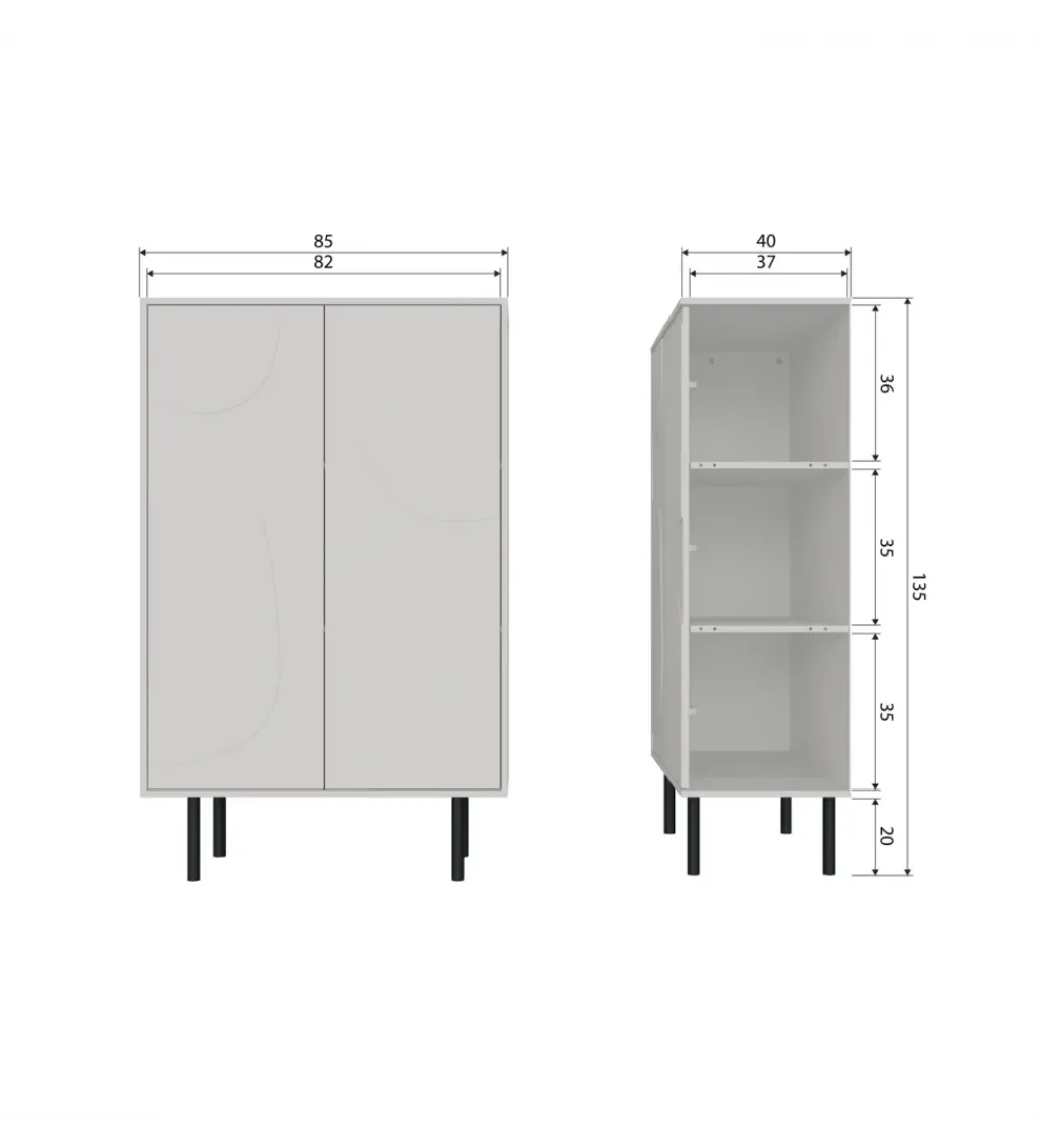 Komoda wysoka CADIZ 135 cm drewno sosny mist*WOOOD Hot