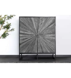 Komoda wysoka CRATER 100 cm drewno mango szara*Invicta Interior - przedsprzedaż Online