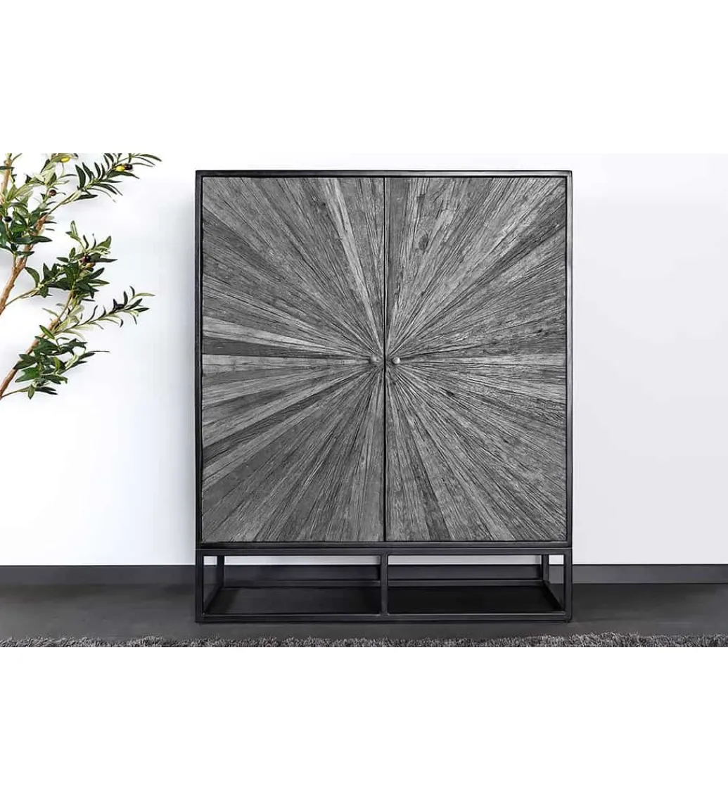 Komoda wysoka CRATER 100 cm drewno mango szara*Invicta Interior - przedsprzedaż Online