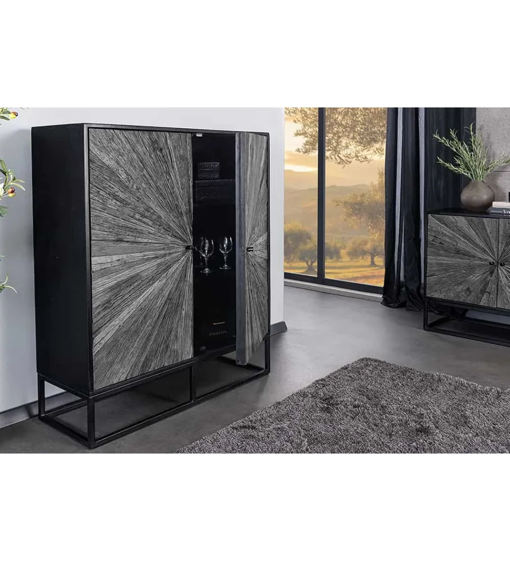 Komoda wysoka CRATER 100 cm drewno mango szara*Invicta Interior - przedsprzedaż Online
