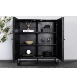 Komoda wysoka CRATER 100 cm drewno mango szara*Invicta Interior - przedsprzedaż Online