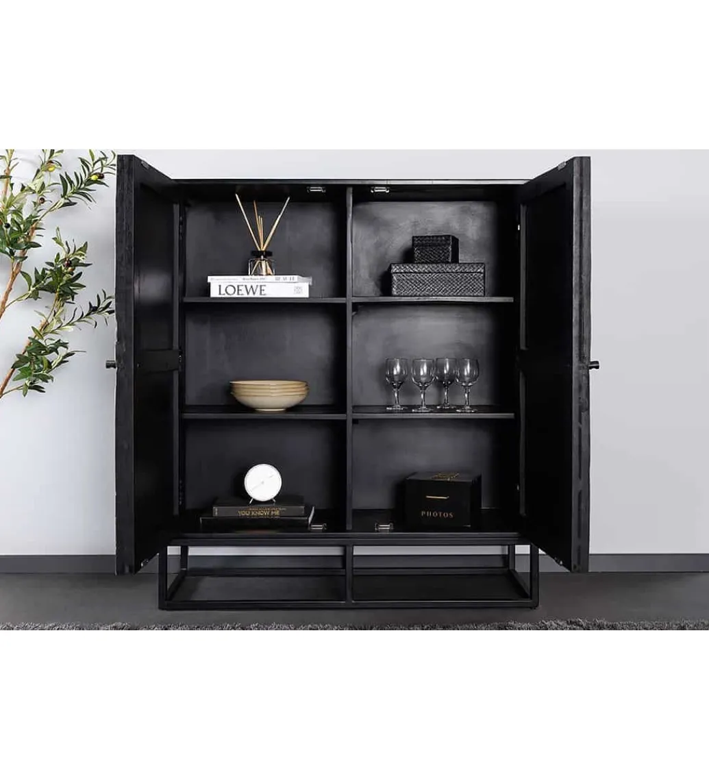 Komoda wysoka CRATER 100 cm drewno mango szara*Invicta Interior - przedsprzedaż Online