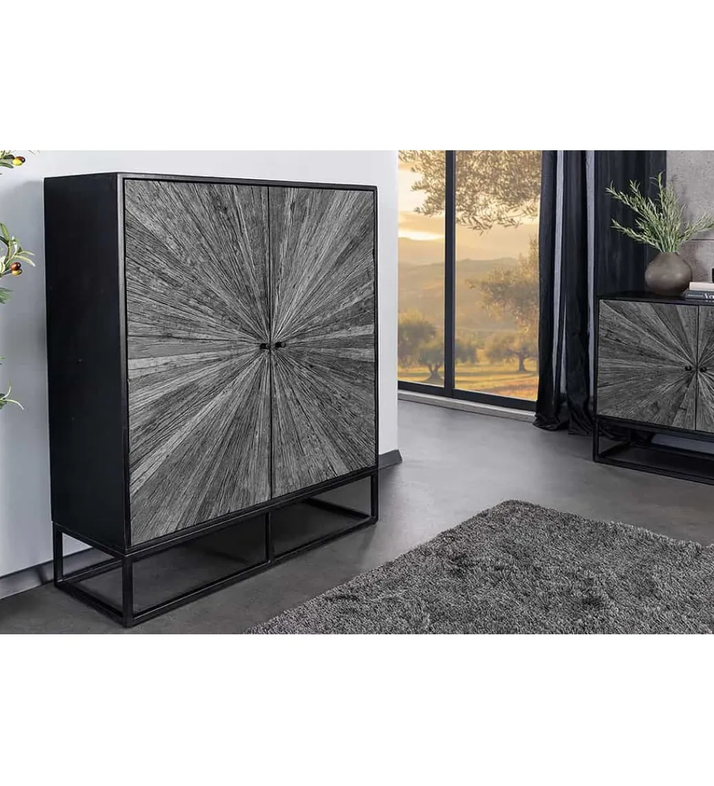 Komoda wysoka CRATER 100 cm drewno mango szara*Invicta Interior - przedsprzedaż Online