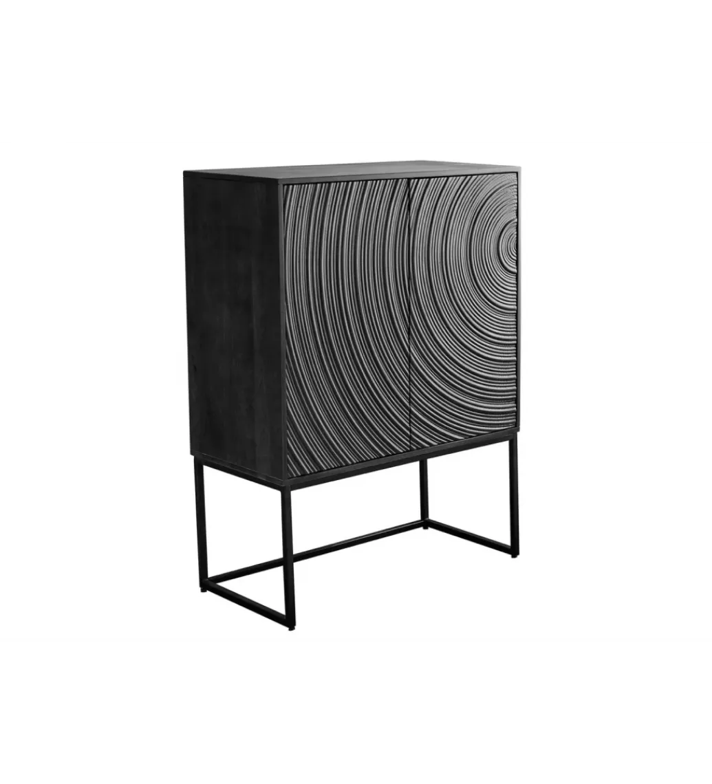 Komoda wysoka 3D ORBIT 120 cm drewno mango czarna*Invicta Interior New