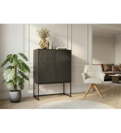 Komoda wysoka 3D ORBIT 120 cm drewno mango czarna*Invicta Interior New