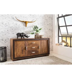 Komoda wysoka 3D ORBIT 120 cm drewno mango brązowa*WOHNLING, GERMANY Sale