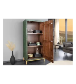 Komoda wysoka 3D PEACOCK 170 cm drewno mango antyczna zieleń*Invicta Interior Hot